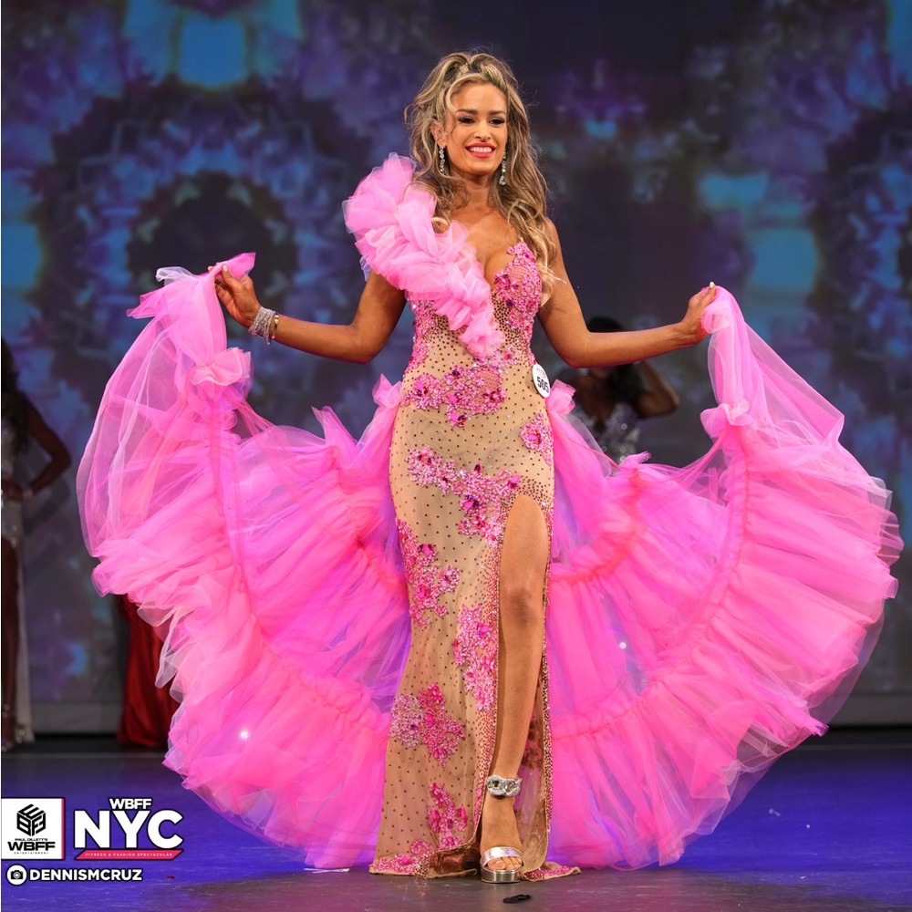 Custom pink tulle gown